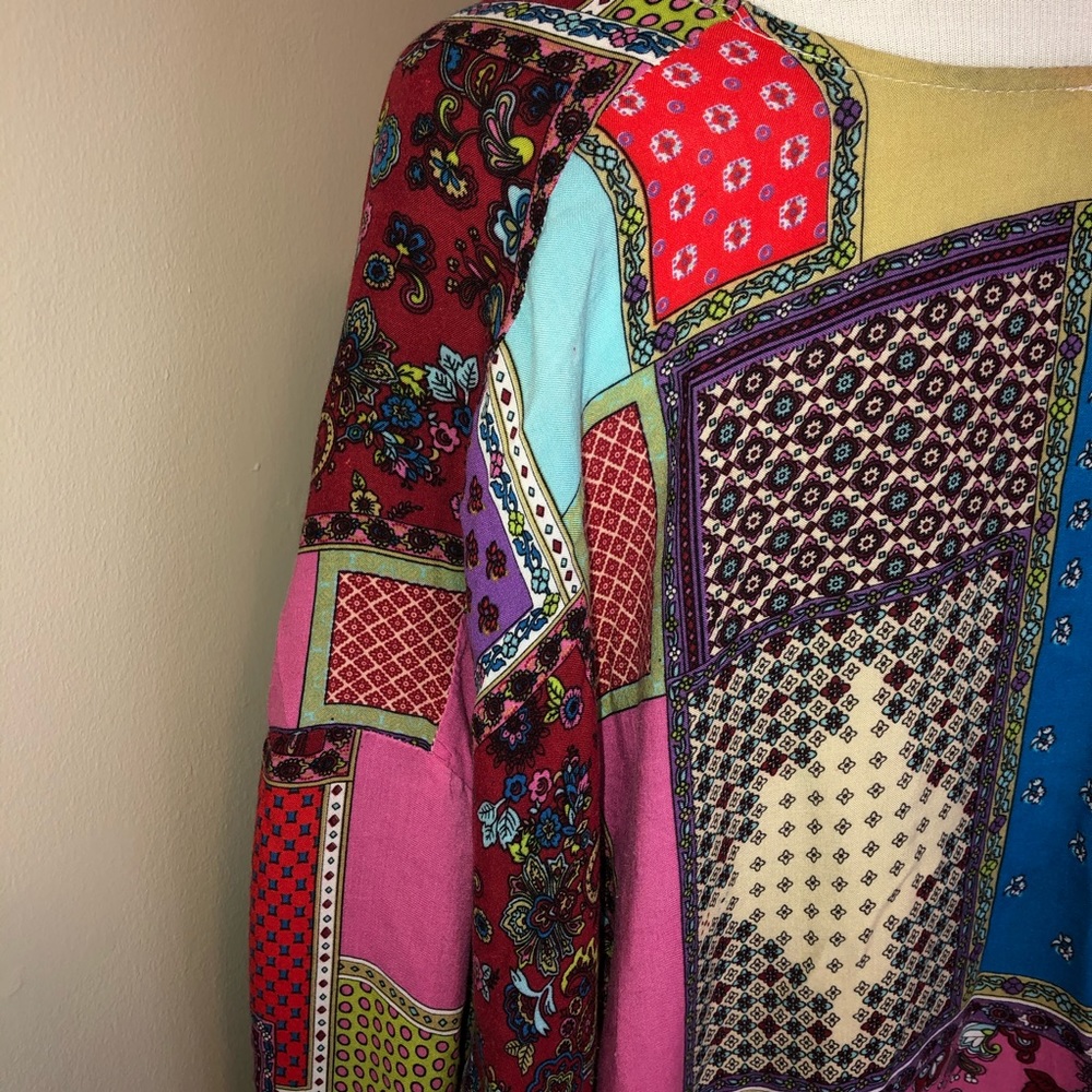 Entro Multi Collage Kimono w/Tassels,Size-Large - Picture 6 of 8